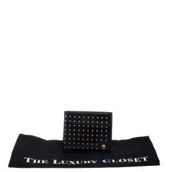 Versace Black Studded Patent Leather Medusa Bifold Wallet