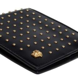 Versace Black Studded Patent Leather Medusa Bifold Wallet
