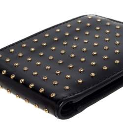 Versace Black Studded Patent Leather Medusa Bifold Wallet