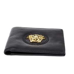 Versace Black Leather Medusa Bifold Wallet