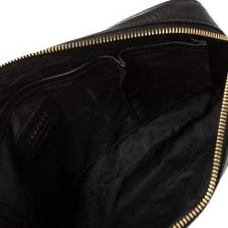 Versace Black Leather Perforated Medusa Wristlet Clutch
