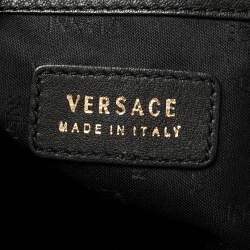 Versace Black Leather Perforated Medusa Wristlet Clutch