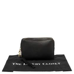 Versace Black Leather Perforated Medusa Wristlet Clutch