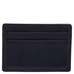 Versace Navy Blue Embossed Signature Leather Card Holder