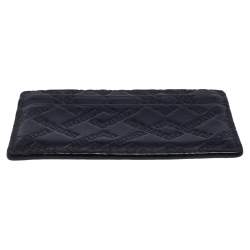 Versace Navy Blue Embossed Signature Leather Card Holder