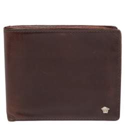 Versace Brown Leather Medusa Bifold Wallet