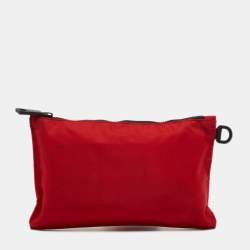 Versace Red/Black Logo Nylon Slim Pouch
