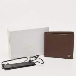 Versace Brown Leather Medusa Bifold Wallet