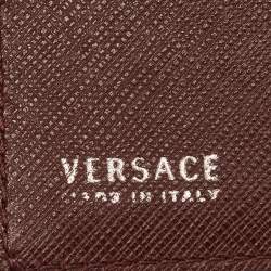 Pre Owned Versace Burgundy Leather Logo Monet Clip Wallet