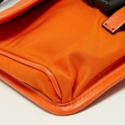 Versace Orange Nylon and Leather 'La Medusa' Messenger Bag