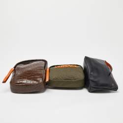 Vesace Multicolor Leather,Croc Embossed and Canvas Belt Bag
