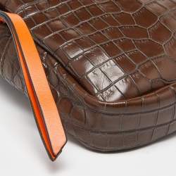 Vesace Multicolor Leather,Croc Embossed and Canvas Belt Bag