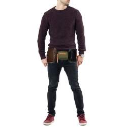 Vesace Multicolor Leather,Croc Embossed and Canvas Belt Bag