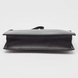 Versace Black Leather Logo Wristlet Zip Pouch