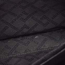 Versace Black Leather Logo Wristlet Zip Pouch