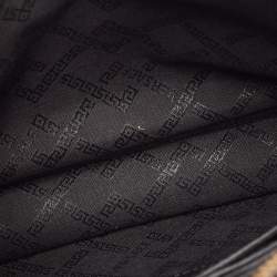 Versace Black Leather Logo Wristlet Zip Pouch