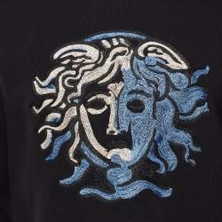 Pre Owned Versace Black Medusa Logo Embroidered Cotton Sweatshirt M