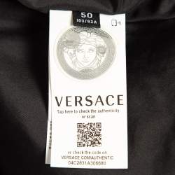 Versace Black Logo Applique Leather and Nylon Blouson Jacket L