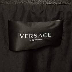 Versace Black Logo Applique Leather and Nylon Blouson Jacket L