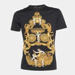 Versace Black Baroque Print Cotton Crew Neck T-Shirt M