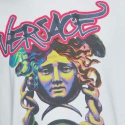 Pre Owned Versace White Medusa Graffiti Print Cotton Crew Neck T-Shirt M