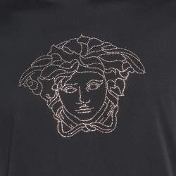 Versace Black Cotton Medusa Embellished Crew Neck T-Shirt S