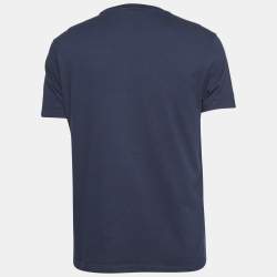 Pre Owned Versace Navy Blue Cotton Knit Round Neck T-Shirt XL