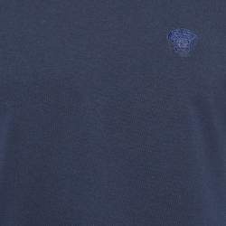 Pre Owned Versace Navy Blue Cotton Knit Round Neck T-Shirt XL