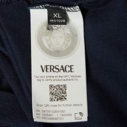 Pre Owned Versace Navy Blue Cotton Knit Round Neck T-Shirt XL