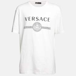 مملوكة مسبقًا Versace White Cotton Logo Print Crew Neck T-Shirt 2XL