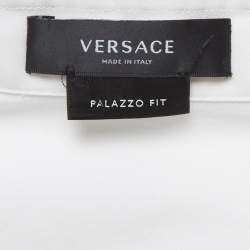 Pre Owned Versace White Baroque Embroidered Collar White Shirt L