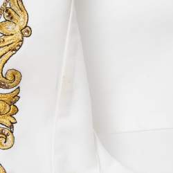 Pre Owned Versace White Baroque Embroidered Collar White Shirt L