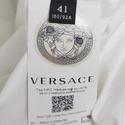 Pre Owned Versace White Baroque Embroidered Collar White Shirt L