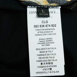 Pre Owned Versace Black Baroque Print Cotton Pique Polo T-Shirt L