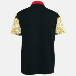 Pre Owned Versace Black Baroque Print Cotton Pique Polo T-Shirt L