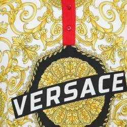 Pre Owned Versace Black Baroque Print Cotton Pique Polo T-Shirt L