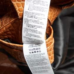 Versace Brown Crocodile Embossed Leather Jacket M
