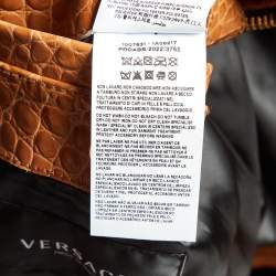 Versace Brown Crocodile Embossed Leather Jacket M