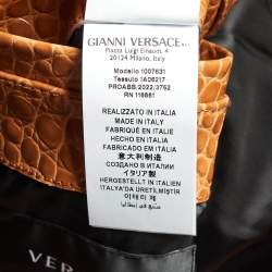 Versace Brown Crocodile Embossed Leather Jacket M