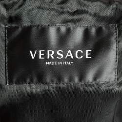 Versace Brown Crocodile Embossed Leather Jacket M