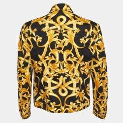 Versace Black Baroque Print Denim Jacket L