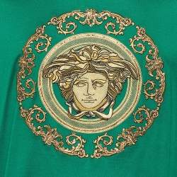 Pre Owned Versace Green Medusa Embellished Cotton T-Shirt L