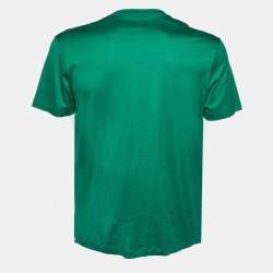 Pre Owned Versace Green Medusa Embellished Cotton T-Shirt L