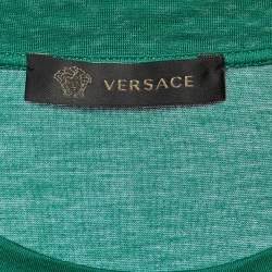 Pre Owned Versace Green Medusa Embellished Cotton T-Shirt L