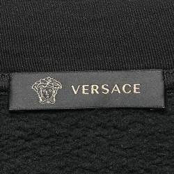 Versace Black Medusa Embroidered Cotton Knit Hoodie S
