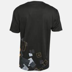Pre Owned Versace Black Printed Jersey Crew Neck T-Shirt M