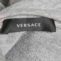 Pre Owned Versace Grey Medusa Print Cotton Knit Hoodie XL