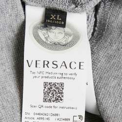 Pre Owned Versace Grey Medusa Print Cotton Knit Hoodie XL