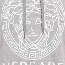 Pre Owned Versace Grey Medusa Print Cotton Knit Hoodie XL