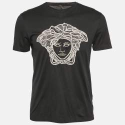 Pre Owned Versace Black  Medusa Embroidered Jersey T-Shirt S